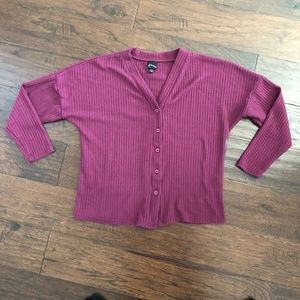 Art Class Top Button Down - Maroon - Sz L (10-12)